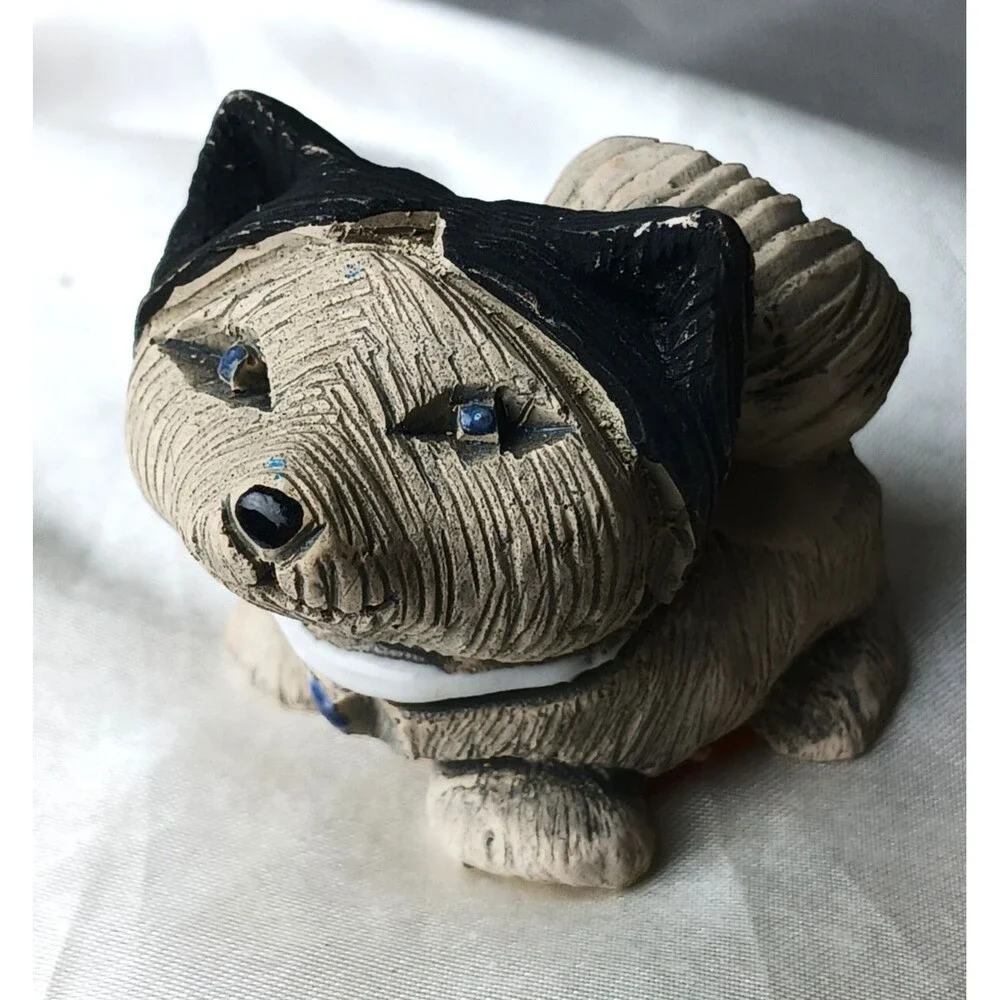 Vintage Artesania Rinconada Art Pottery Hand Crafted Clay Figurine-HUSKY